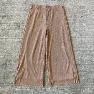 Anthropologie Postmark Gold Wide Leg Pleated Cropped Pants